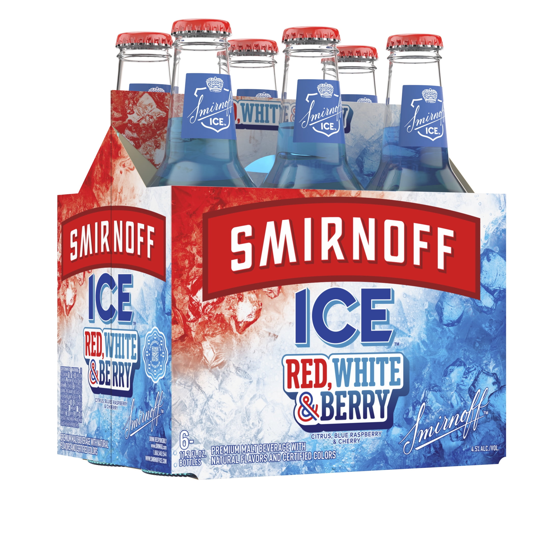 Smirnoff Ice Red White and Berry, 6 pack bottles, 11.2 fl oz, 4.5% ABV