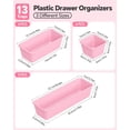 thumbnail image 2 of 13 Pack Plastic Drawer Organizers Set, 3 Sizes Desk Organizer Trays for Vanity and Makeup Organizer, Organization Storage Makeup, Kitchen Utensils, Bathroom Office(Pink), 2 of 4