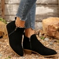 thumbnail image 6 of Hinvhai Ankle Booties for Women Comfy Suede Pointed Toe Western Boots Chunky Low Heel Slouchy Short Boot with Side Zipper Black 6.5(38), 6 of 9