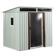 thumbnail image 5 of Jopath 5ft x 6ft Outdoor Storage Shed with Window and Metal Foundation, Heavy Duty Metal Shed Garden Tool Shed with Lockable Door for Backyard, Patio White, 5 of 9