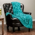 thumbnail image 2 of Chanasya Super Soft Fuzzy Faux Fur Elegant Rectangular Embossed Throw Blanket | Fluffy Plush Sherpa Cozy Microfiber Turquoise Blanket for Bed Couch Living Room Fall Winter Spring (50" x 65") - Skyteal, 2 of 10