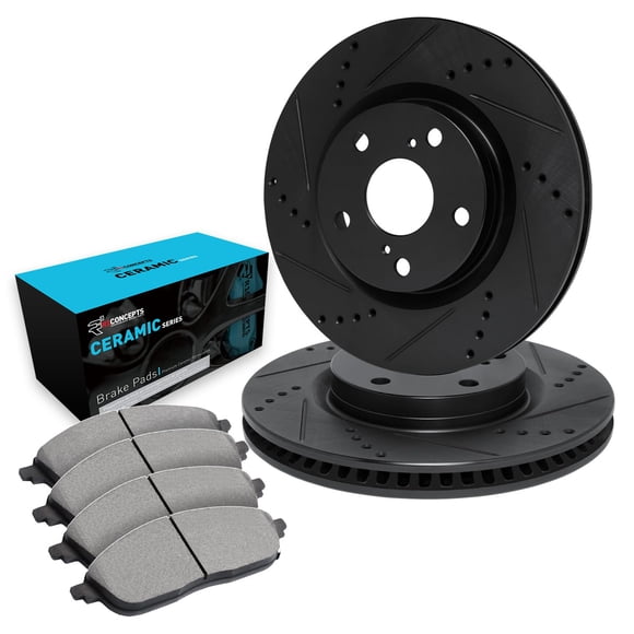 R1 Concepts Rear Brakes and Rotors| Automotive Replacement Brake Kits| Rear Ceramic Brake Pads and Rotors Kit| Fits 2012-2020 Tesla S; 2016-2020 Tesla X