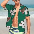 thumbnail image 7 of Sikiie Gingerbread Snowman Cookies Print Men's Hawaiian Shirt, Summer Beach Button Pocket Short Sleeve T-Shirt,Large, 7 of 7