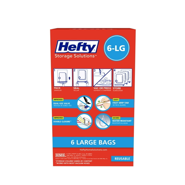 Hefty SHRINK-PAK 6 Large Vacuum Storage Bags 