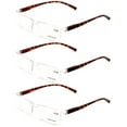 thumbnail image 2 of 3 Pairs Lightweight Transparent Clear Lens Rectangular Readers with Spring Hinge - Men Women Reading Glasses +1.50, 2 of 3