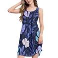 thumbnail image 2 of Women's Casual Sleeveless All Over Print Dress Loose A Line Flowy Dresses with Pockets Beautiful Purple Cartoon Flower S, 2 of 8