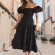 thumbnail image 5 of Vestido Maxi Informal Vestido maxi casual de manga hinchada Una línea de mujeres sin espalda Traje diario (Negro S) Cgtredaw Para estrenar, 5 of 6