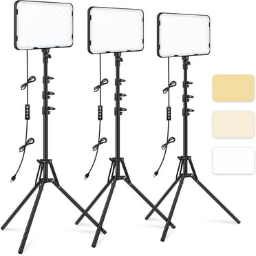 3 Pack LED Video Light with 70'' Extendable Tripod Stand, 2500-8500K Photography Lighting Kit Studio Lights for Live Game Streaming/YouTube Video Recording/TikTok/Podcast/Makeup/Portrait