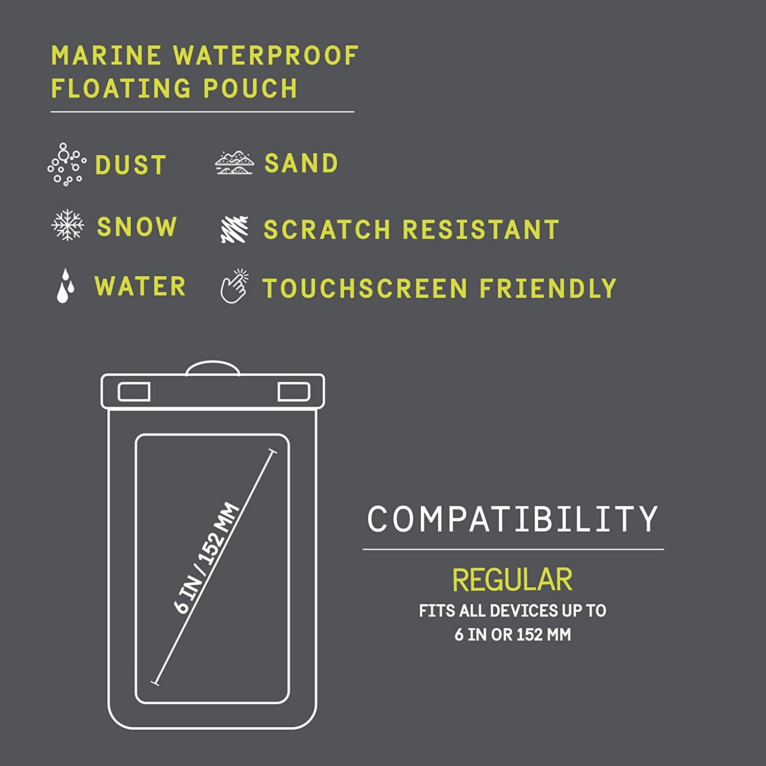Pelican Marine Waterproof Cell Phone Floating Pouch - Hi-Vis Yellow (4 Pack)