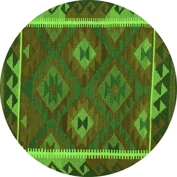Ahgly Company Indoor Round Oriental Green Traditional Area Rugs, 4' Round