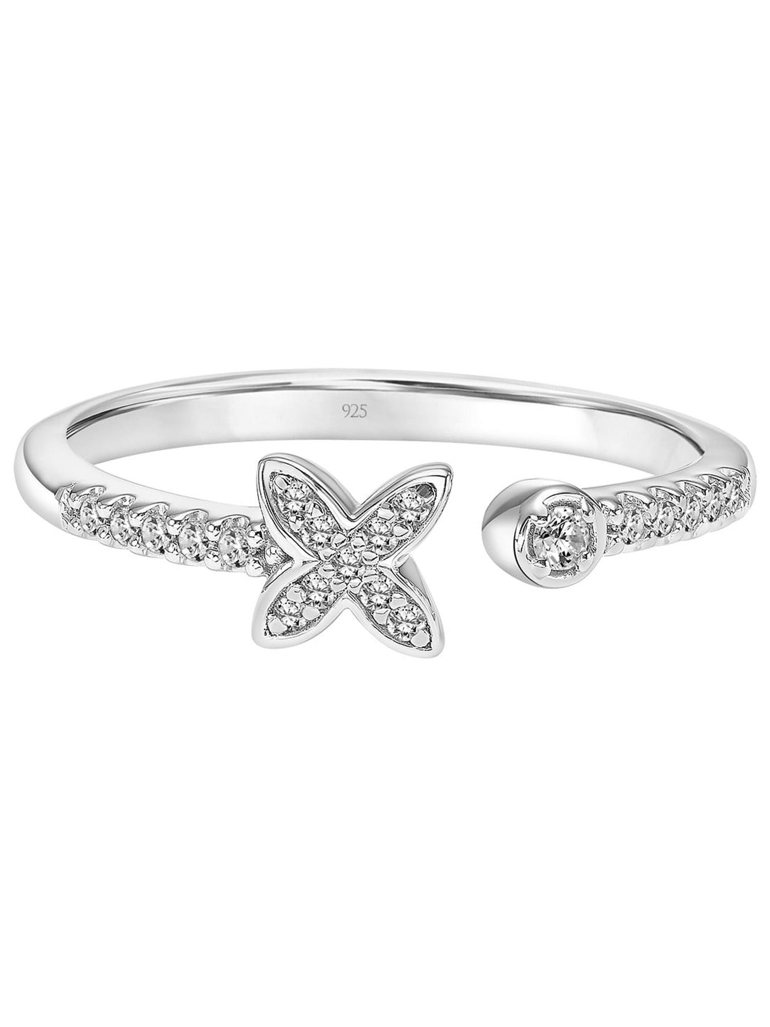 Keepsake 1/10 Carat T.W. Diamond Open Butterfly Anniversary Ring in Sterling Silver