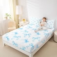 thumbnail image 3 of Erosebridal Kawaii Stripes Bow Tie Full Size Sheets 4-Piece,Blue Princess Bow Knot Bed Sheets,Microfiber Bedroom Decor, 3 of 5