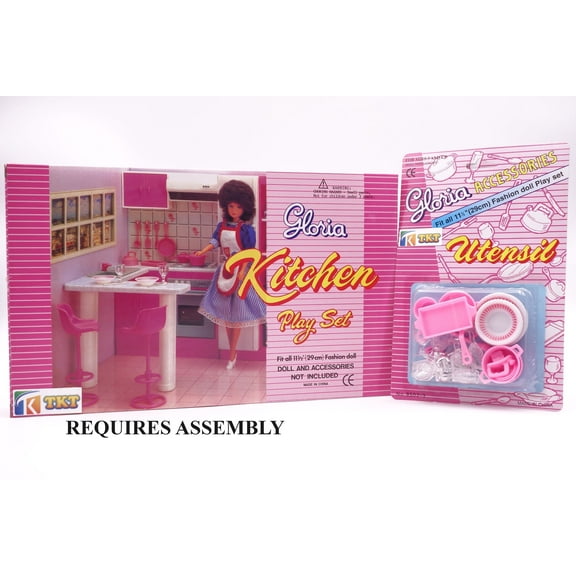 Gloria Kitchen Set Plus Utensil Play Set for dolls Furniture By TKT