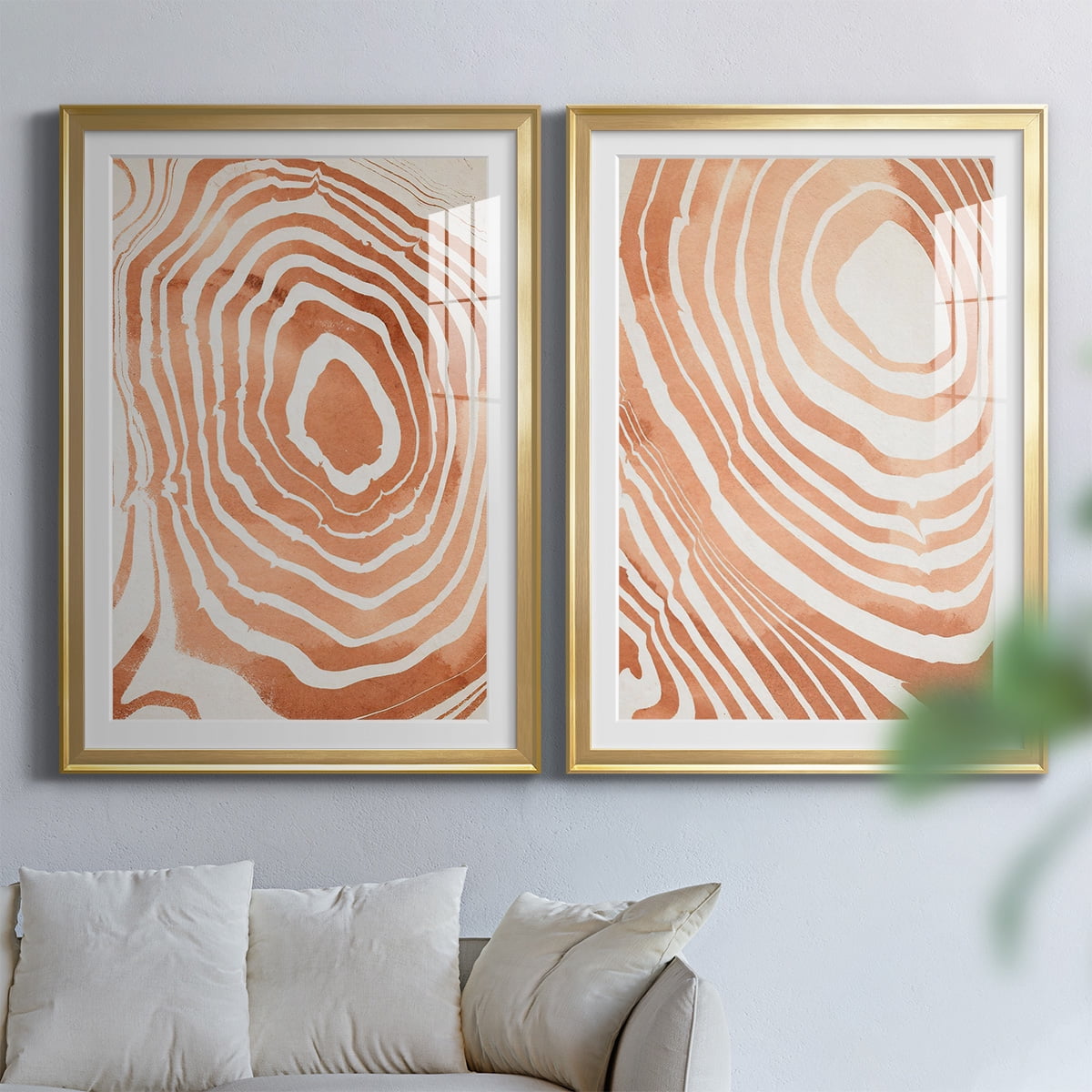 Wexford Home Wood Grain Suminagashi III Premium Framed Print, 30.5" x 42.5" - Ready to Hang, Gold (Set of 2)