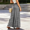 thumbnail image 6 of Women's Gingham Plaid Wide Leg Pants, Casual Tie Waist Paperbag Palazzo Trousers, Summer High Waisted Checkered Long Pants with Pockets, 6 of 6