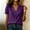 Purple, variant on Sevevn Women's V Neck Ruffle Short Sleeve Blouse Imitation Cotton And Linen Puff Sleeve Button Down Casual Shirt Pink L