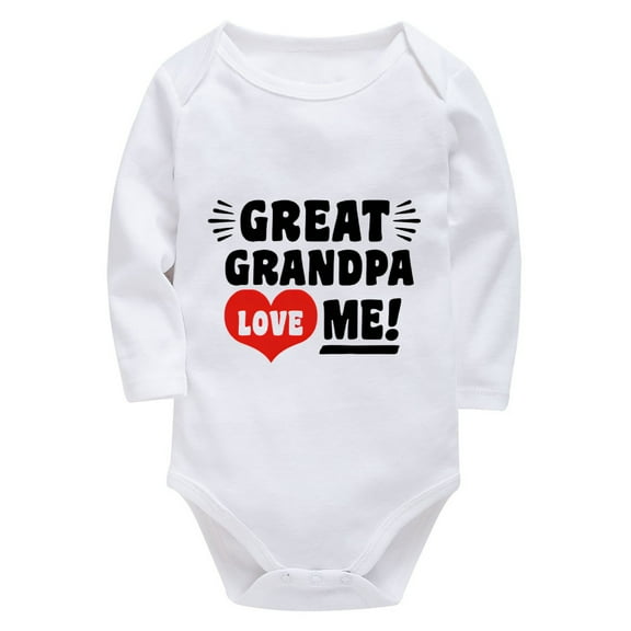 Great Grandpa Loves Me Neutral Baby Clothes Newborn Long Sleeve Baby Girls' Bodysuits White Baby Girl Onsies0-3 Months