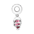 thumbnail image 2 of 925 Sterling Silver Wrapped Silver Wire Pink Crystal Heart Dangle Charm for Bracelet Charms Bangle Pendant Jewelry, 2 of 3