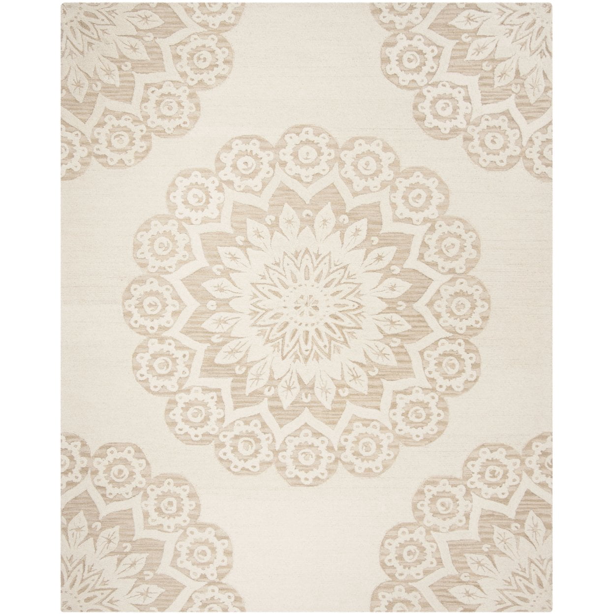 SAFAVIEH Blossom Brody Geometric Wool Area Rug, Ivory/Beige, 6' x 9'
