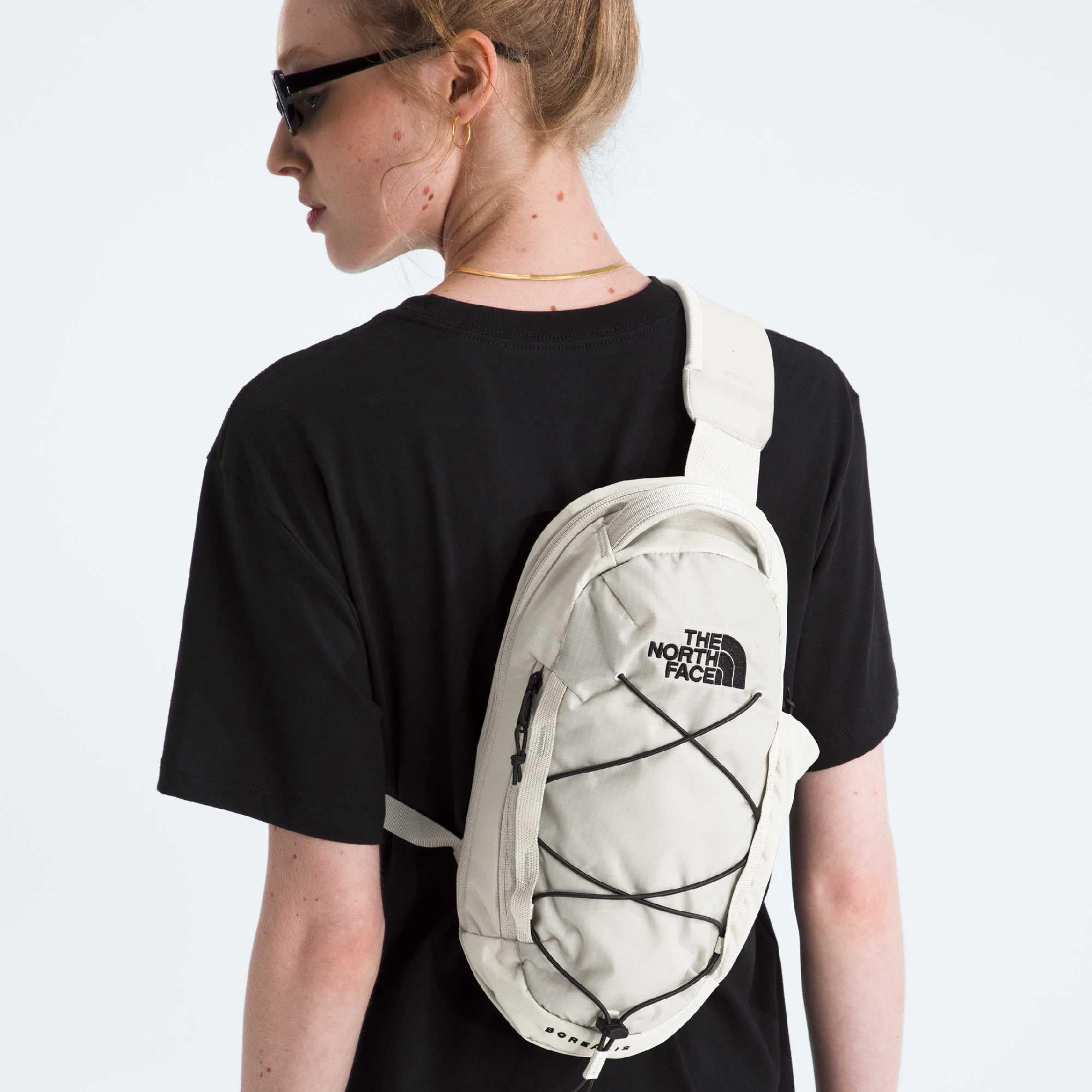 The North Face Borealis Sling Bag - Crossbody Bag, White Dune/ TNF Black, One Size