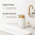 thumbnail image 3 of Speckled White Ceramic Foaming Soap Dispenser, 12 oz Refillable Foam Pump with Gold Top for Bathroom Kitchen Sink, 3 of 7