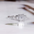 thumbnail image 3 of HeartsAndYou 1.5ct Emerald Moissanite Tapered Baguette Accents Trilogy Ring 18k White Gold Over Silver, 3 of 9