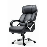 Office Factor New Big and Tall Black Executive Office Chair Bonded Leather Extra Padded Rated to 500 Pounds Padded Seat With Memory Foam Metal Reinforced Base (OF-BT150BK)