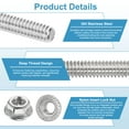 thumbnail image 3 of Uxcell 2 Set M4 x 0.7mm Fully Threaded Rods 7 Size, 304 Stainless Steel All Threaded Rod Metric Right Hand Threads with 28Pcs Flange Nut for Clamps Hangers U-Bolt, 3 of 6