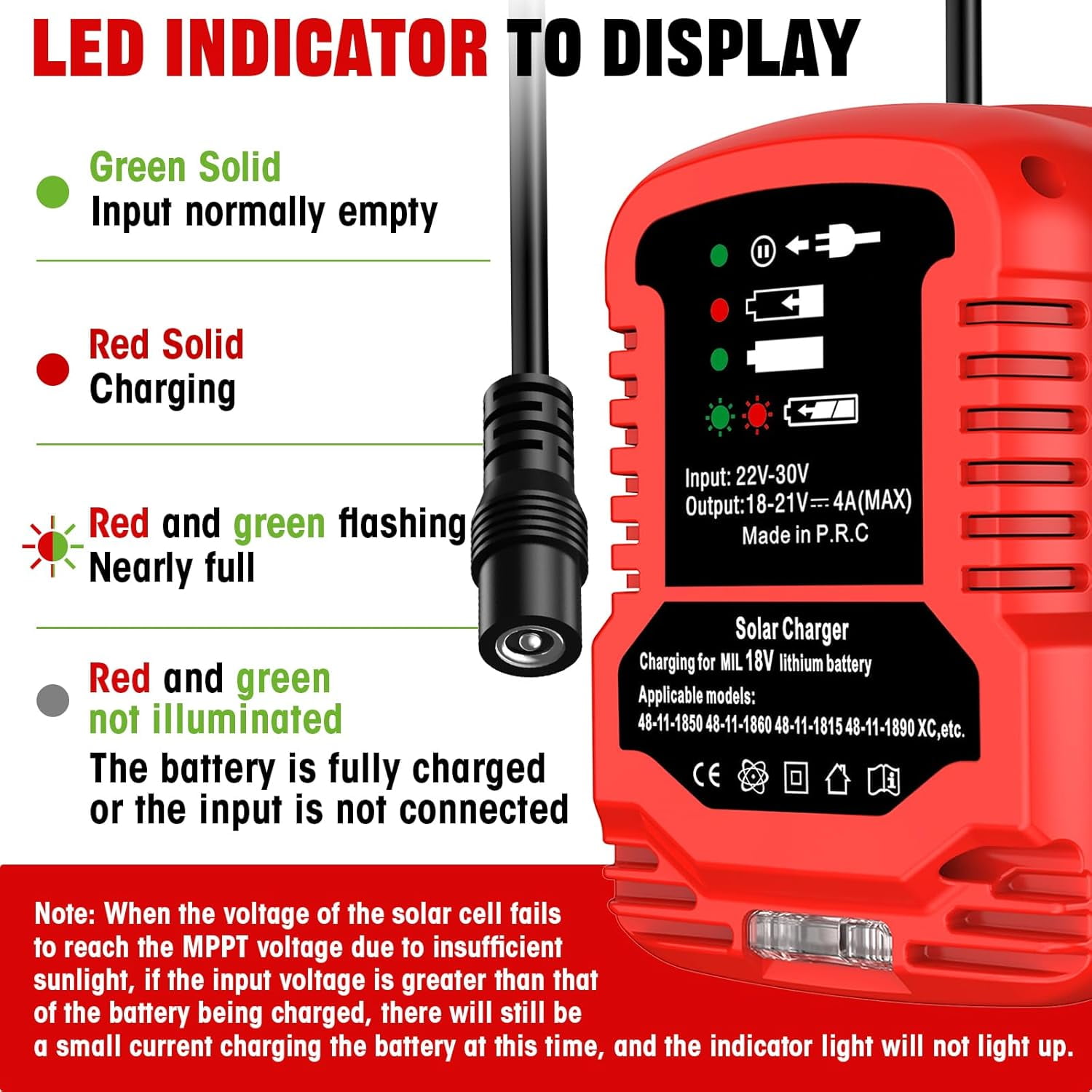 Solar Charger Adapter for Craftsman 20V  Battery,Portable,Outdoor Work,Camping