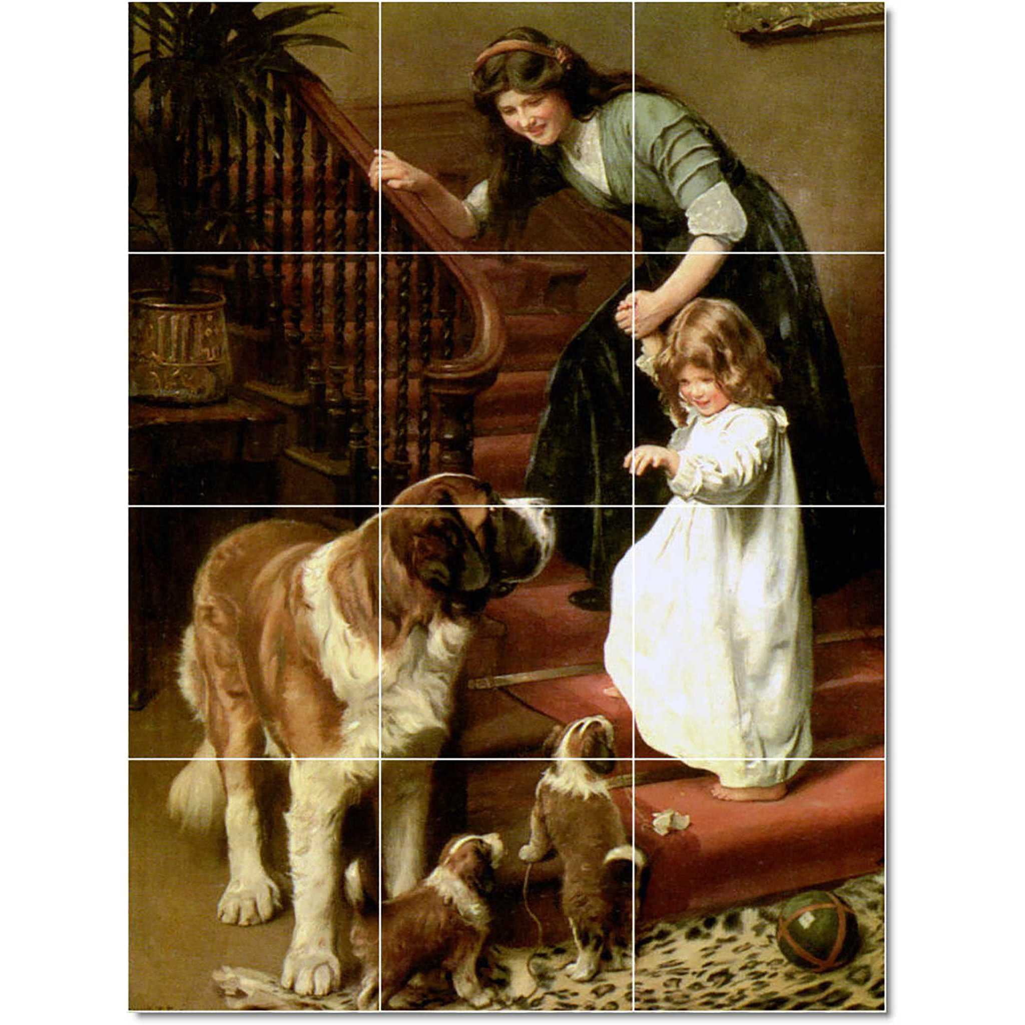 Ceramic Tile Mural-Arthur John Elsley Mother Child Painting 2. 36" w x 48" h using (12) 12 x 12 ceramic tiles