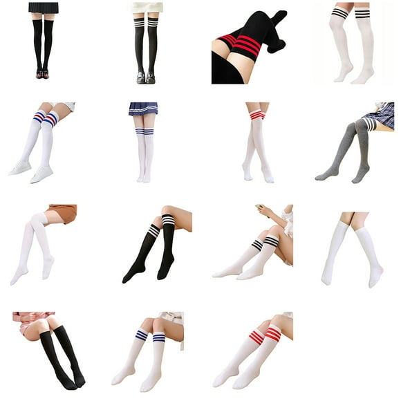 1 Pair Thigh High Socks Breathability Unique Cute Multi-way Wearing Versatile Over Knee Preppy Style High Thigh Stockings Type4