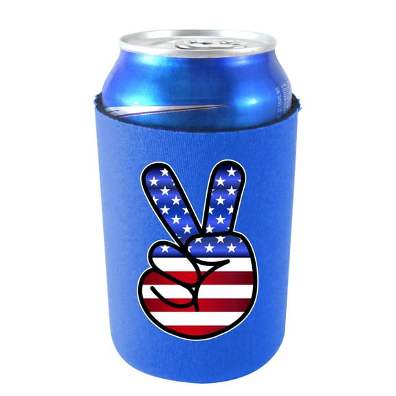 America Peace Sign Can Coolie (Royal Blue)