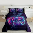 thumbnail image 2 of jejeloiu Graffiti Console Game Queen Comforter Set,Watercolor Splatter Ink Bedding Sets,Multicolor Gamepad Bedding Comforter Set For Boys Teens,Super Cozy Room Decor Reversible,3pcs, 2 of 8