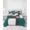 thumbnail image 2 of Quilts Twin Size Bedding Set, Abstract Green Grey Lightweight Quilted Comforter, Modern Geometric Color Blocks Soft Reversible Bedspread Coverlet with Pillow Covers for All Season, 68" x 86", 2 of 7