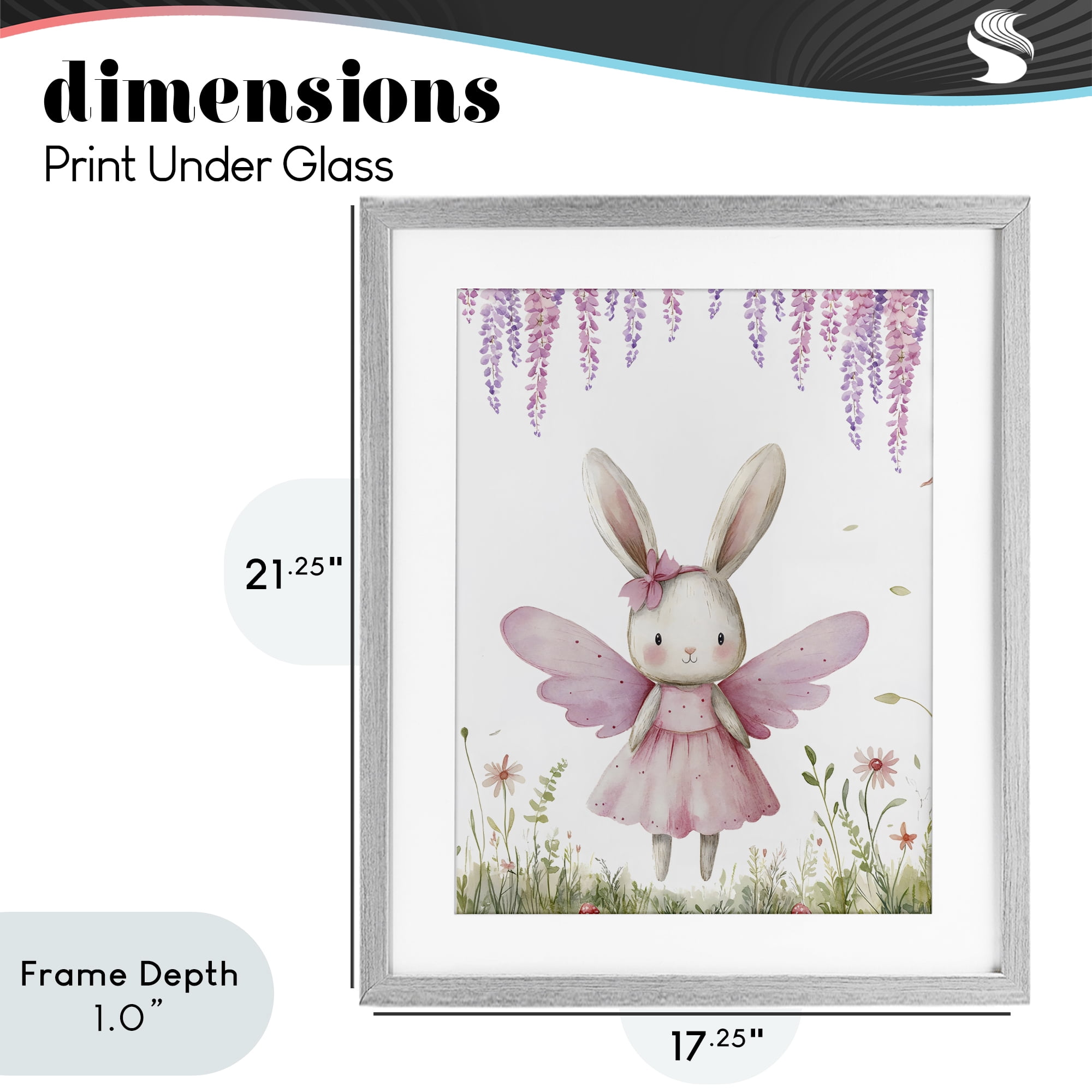 Stupell Industries Woodland Bunny Forest Fairy Gray Framed Print Under Glass, design by LSR Design Studio