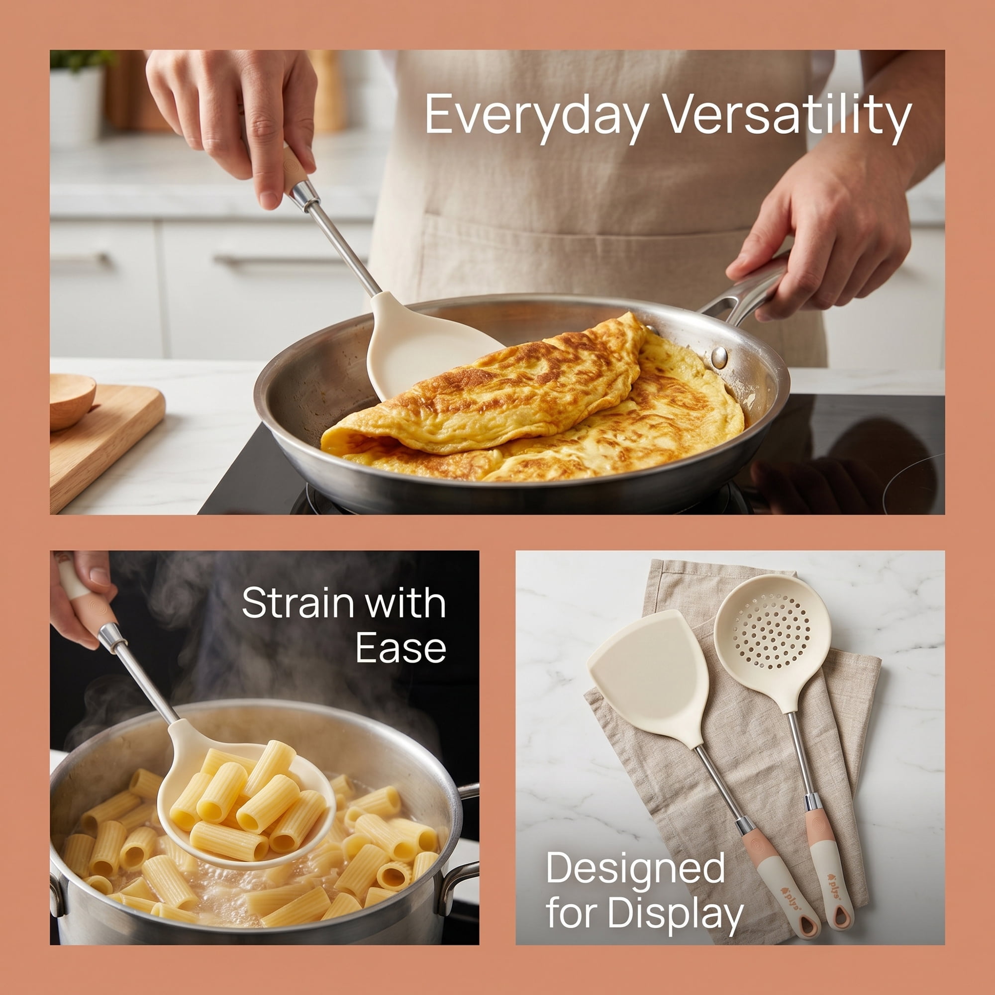 Unique Bargains Kitchen Utensil Set with Silicone Cooking Gadgets White-Silver B 2pcs