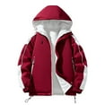 thumbnail image 5 of Christmas Clearance Ofreoo Men's Stitching Drawstring Hooded Slim Fashion Jacket Coat Outwear, 5 of 9