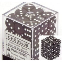 Opaque 12Mm D6 Black with White Dice Block (36 Dice)