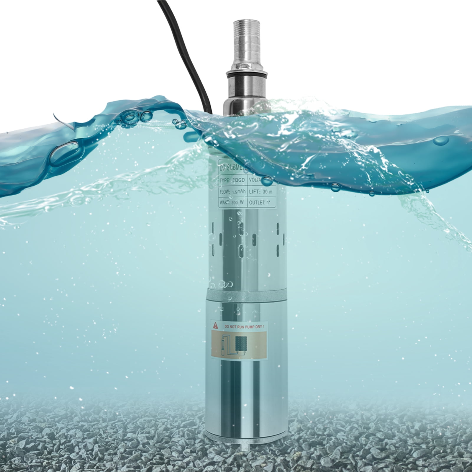 24V Deep Well Submersible Pump Solar-Powered Water Pump Stainless Steel Well Pump for Farmland Gardens
