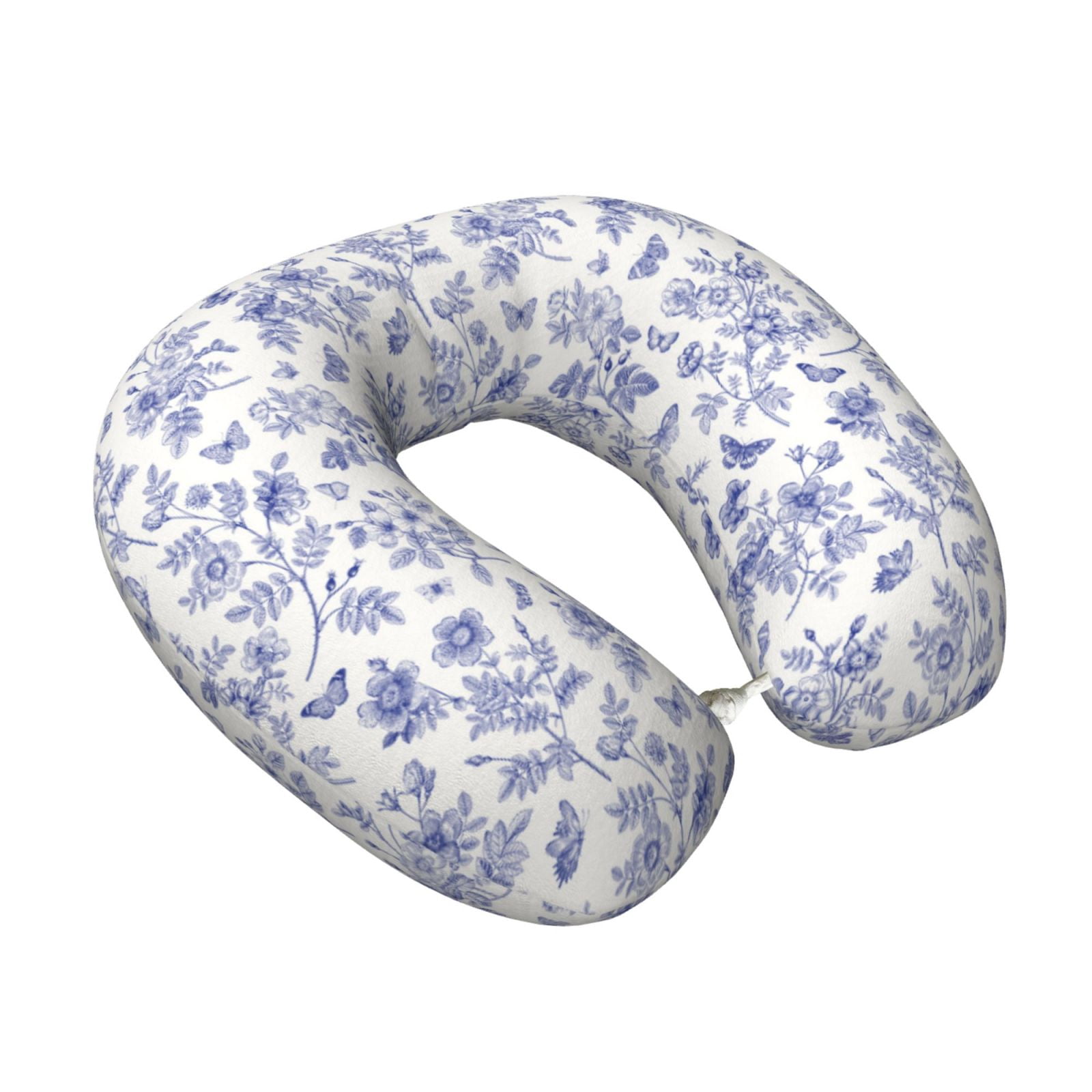 Xecao Floral Butterfly Print Memory Foam Cervical Neck Pillow Versatile U-Shaped Pillows for Home,Office,Camping,Travelling,Soft Washable Cover
