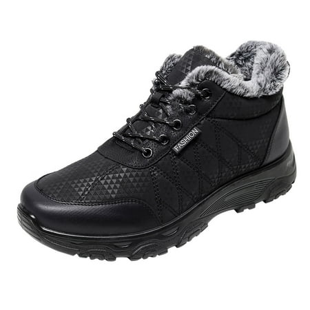 

Mackneog Toe Sport Keep Shoes Warm Round Non Slip Winter Lace Up Snow Men Boots Flat Men s Boots Gift on Clearance