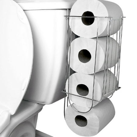 Evelots Toilet Paper Holder-Side of Tank-Storage-No Installation-Hold 4