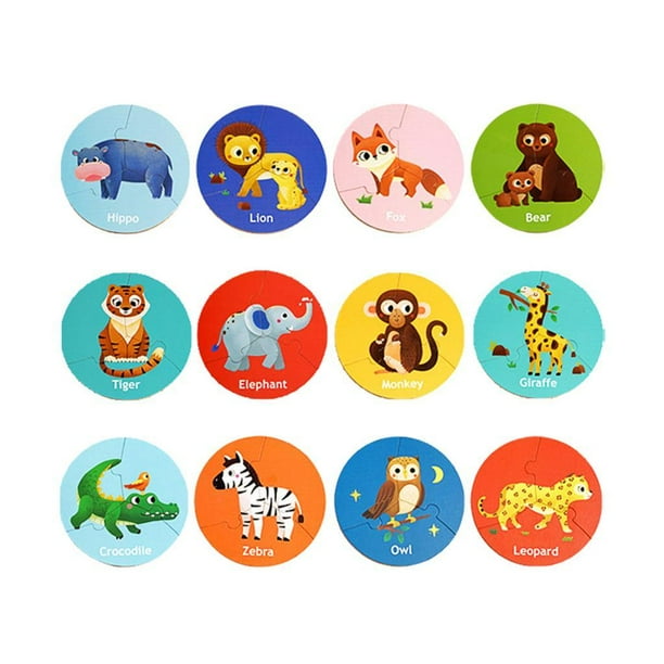 Rompecabezas de emparejamiento de animales, tarjetas de emparejamiento, juegos preescolares, aprendizaje para niños pequeños, rompecabezas Animal del bosque