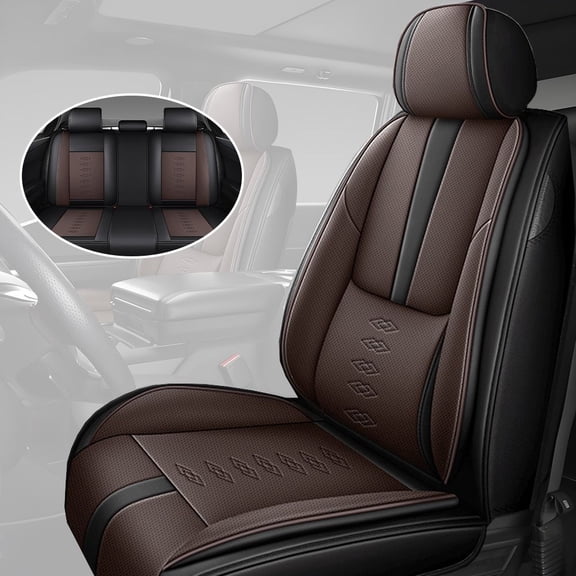 Car Seat Cover for ACURA TSX 2009, Leather 5 Piece Full Set With Lumbar Support Suitable for All Seasons, Black and Brown Car Seat Covers, Beautify the Interior of Old Cars