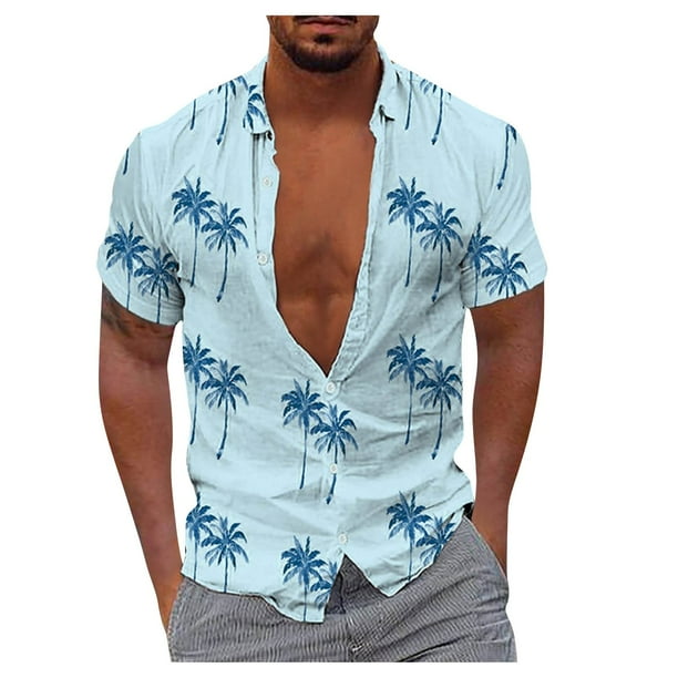 Men's Hawaiian Shirt Fun Short Sleeve Button Up Shirt Tropical Holiday Beach ShirtXL