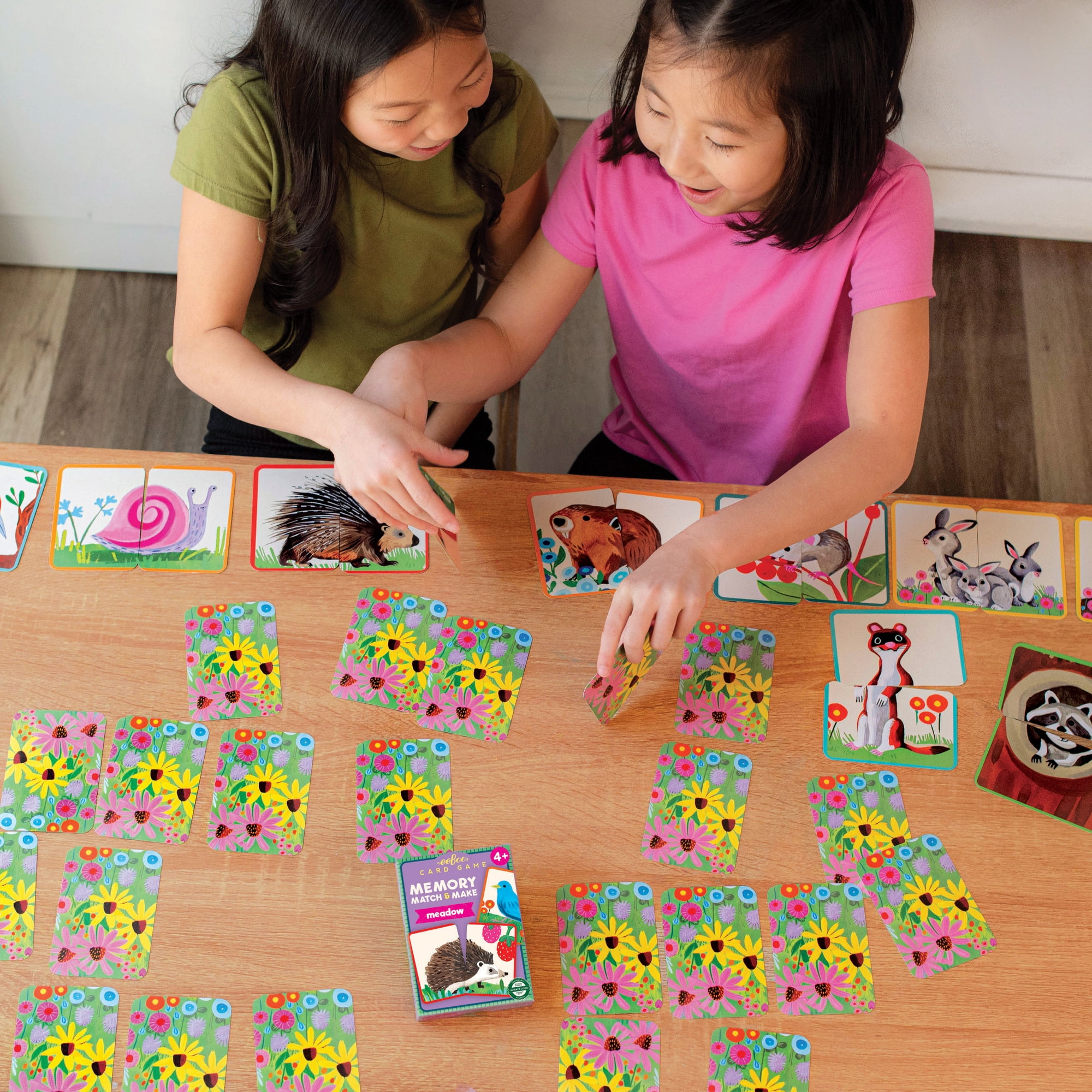 eeBoo Meadow Memory Match & Make Game, Ages 4+ For 1-4 Players - Sharpens Visual Acuity, Concentration, And Memory Skills, 48 Cards, 24 Pairs