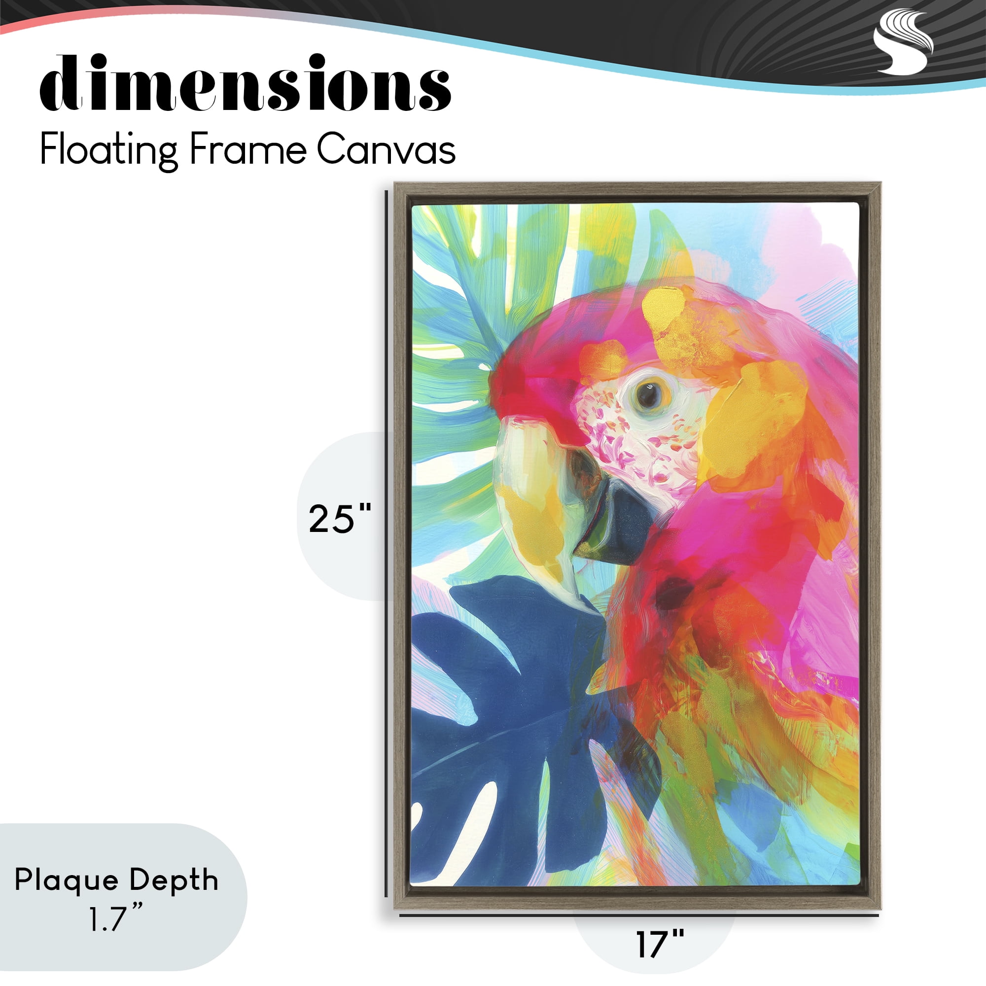 Stupell Industries Scarlet Macaw in Paradise Brown Framed Floater Canvas Wall Art, design by Chromatic Storm Studio