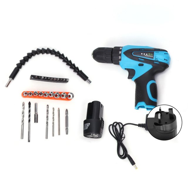 Two-Speed 21V Cordless Hand Drill Lithium Battery Electric Screwdriver Charging EquipmentSingle Battery UK Plug (100-240V)