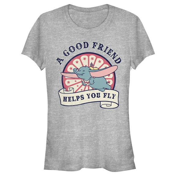 Junior's Dumbo A Good Friend Helps You Fly Graphic Tee Athletic Heather Large