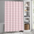 thumbnail image 5 of Pink White Buffalo Plaid Shower Curtain for Bathroom, Modern Geometric Checkered Waterproof Shower Curtains Washable Quick Dry with Hooks Bathtub Curtains 60x72IN, 5 of 9